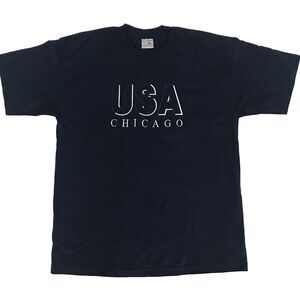 Vintage USA CHICAGO Men's t shirt XL Dark Blue,  Embroidered Lettering